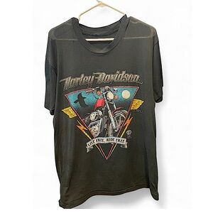 Vintage 1987 Harley-Davidson Black Paper-thin Collectible Tee Shirt